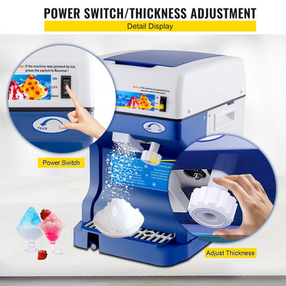 010414171824 - VEVOR Automatic Ice Shaver with Adjustable Thickness & Stainless Steel Blade