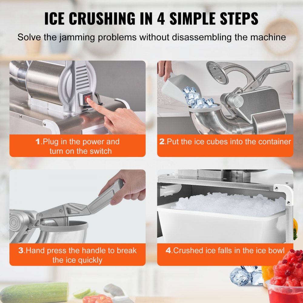 BY-300XTD-S - 661lbs/hr Durable Electric Ice Crusher for Events and Businesses