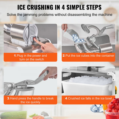 BY-300XTD-S - 661lbs/hr Durable Electric Ice Crusher for Events and Businesses