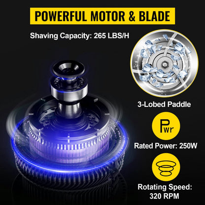 BY-168A - Powerful 265 LBS/H Electric Ice Shaver with Adjustable Finely Ground Feature