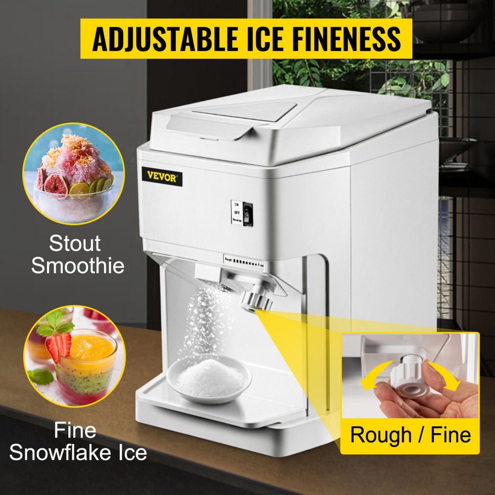 BY-168A - Powerful 265 LBS/H Electric Ice Shaver with Adjustable Finely Ground Feature