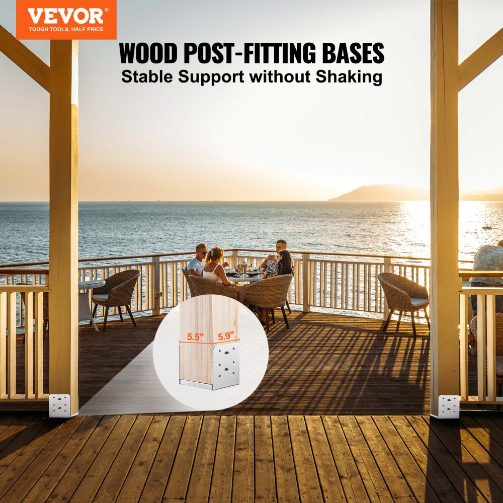 BBLZ-6in-1 - Durable 5.9"x5.6" VEVOR Post Base for 6x6 Columns