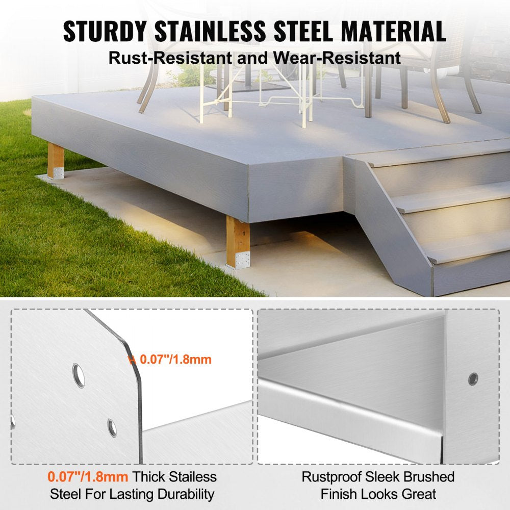 BBLZ-8in-4 - Durable 8"x 8" Stainless Steel Post Base for Decks & Porches