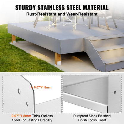 BBLZ-8in-4 - Durable 8"x 8" Stainless Steel Post Base for Decks & Porches
