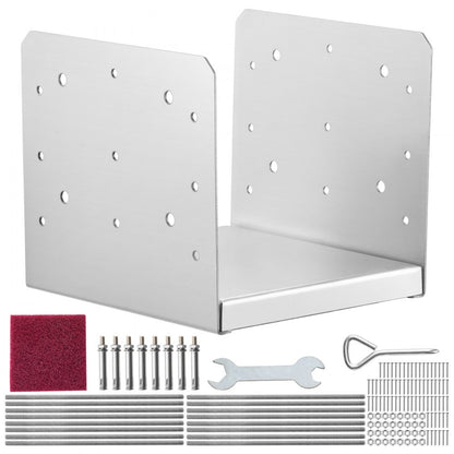 BBLZ-8in-4 - Durable 8"x 8" Stainless Steel Post Base for Decks & Porches