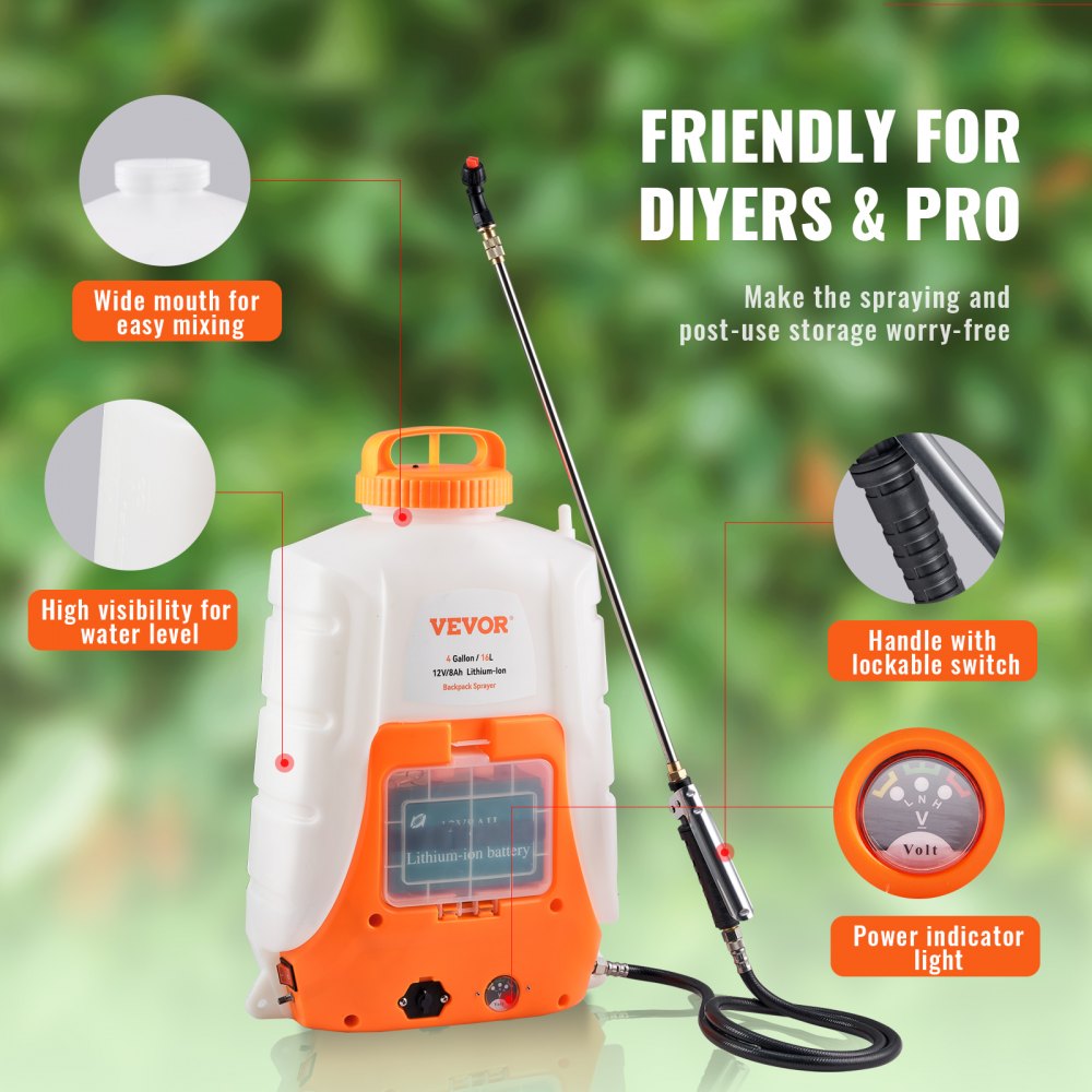 010956303229 - 4 Gal Battery Backpack Sprayer for Easy Gardening