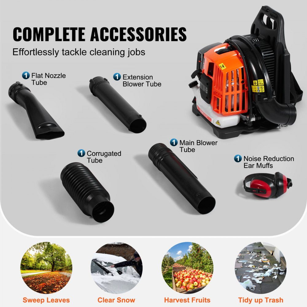 BL-5201 - Ergonomic 52CC Backpack Leaf Blower, 480CFM for Yard Cleanup
