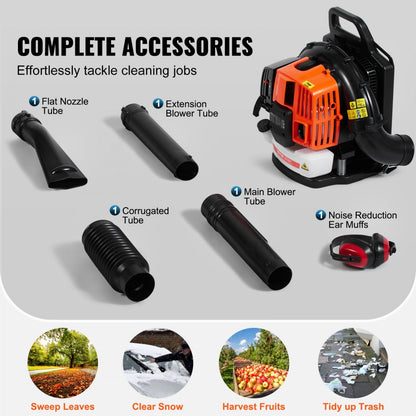 BL-866B - 62CC Backpack Leaf Blower with Ergonomic Design for Yard Cleanup