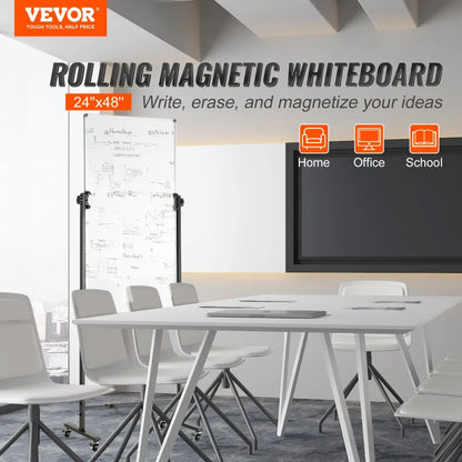 010118841880 - Double-Sided 24x48” Magnetic Whiteboard on Wheels