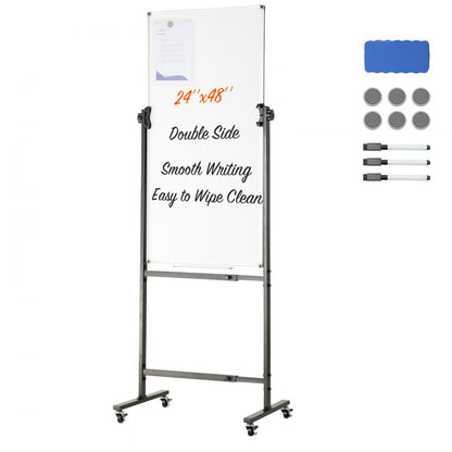 010118841880 - Double-Sided 24x48” Magnetic Whiteboard on Wheels