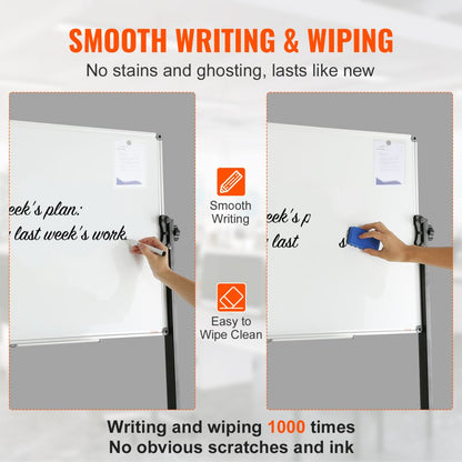 010650939130 - Adjustable 36"x24" Dual-Sided Magnetic Rolling Whiteboard