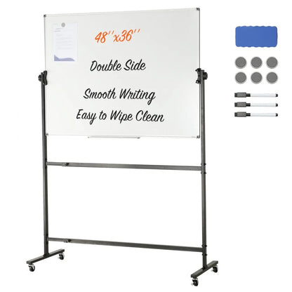 010566983686 - Double-Sided 48x36 Rolling Magnetic Whiteboard for Office & School