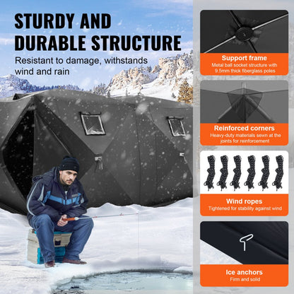 DT034 - Spacious 6-8 Person Ice Fishing Tent with Windproof Fabric