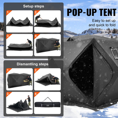 DT034 - Spacious 6-8 Person Ice Fishing Tent with Windproof Fabric