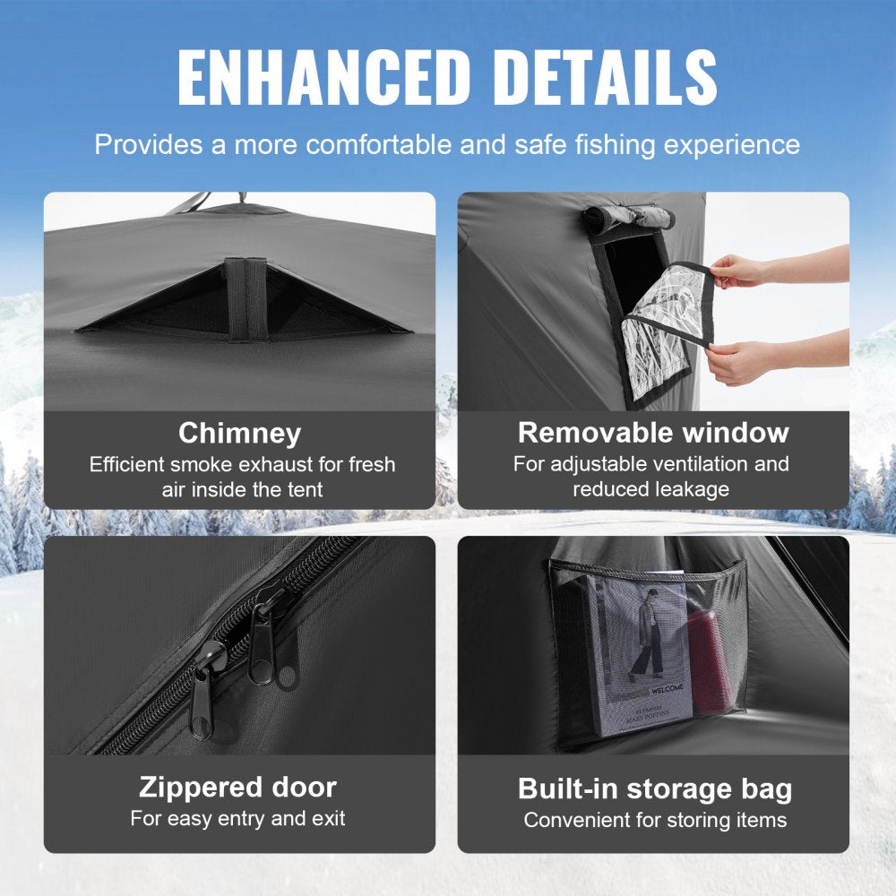 DT034 - Spacious 6-8 Person Ice Fishing Tent with Windproof Fabric