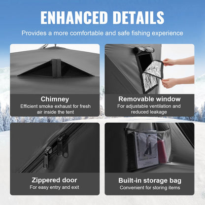 DT034 - Spacious 6-8 Person Ice Fishing Tent with Windproof Fabric