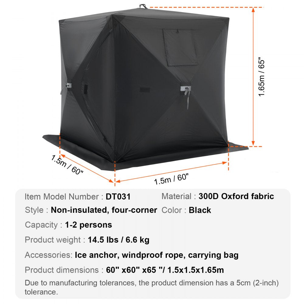 DT031 - 2-Person Windproof Ice Fishing Tent with Easy Setup