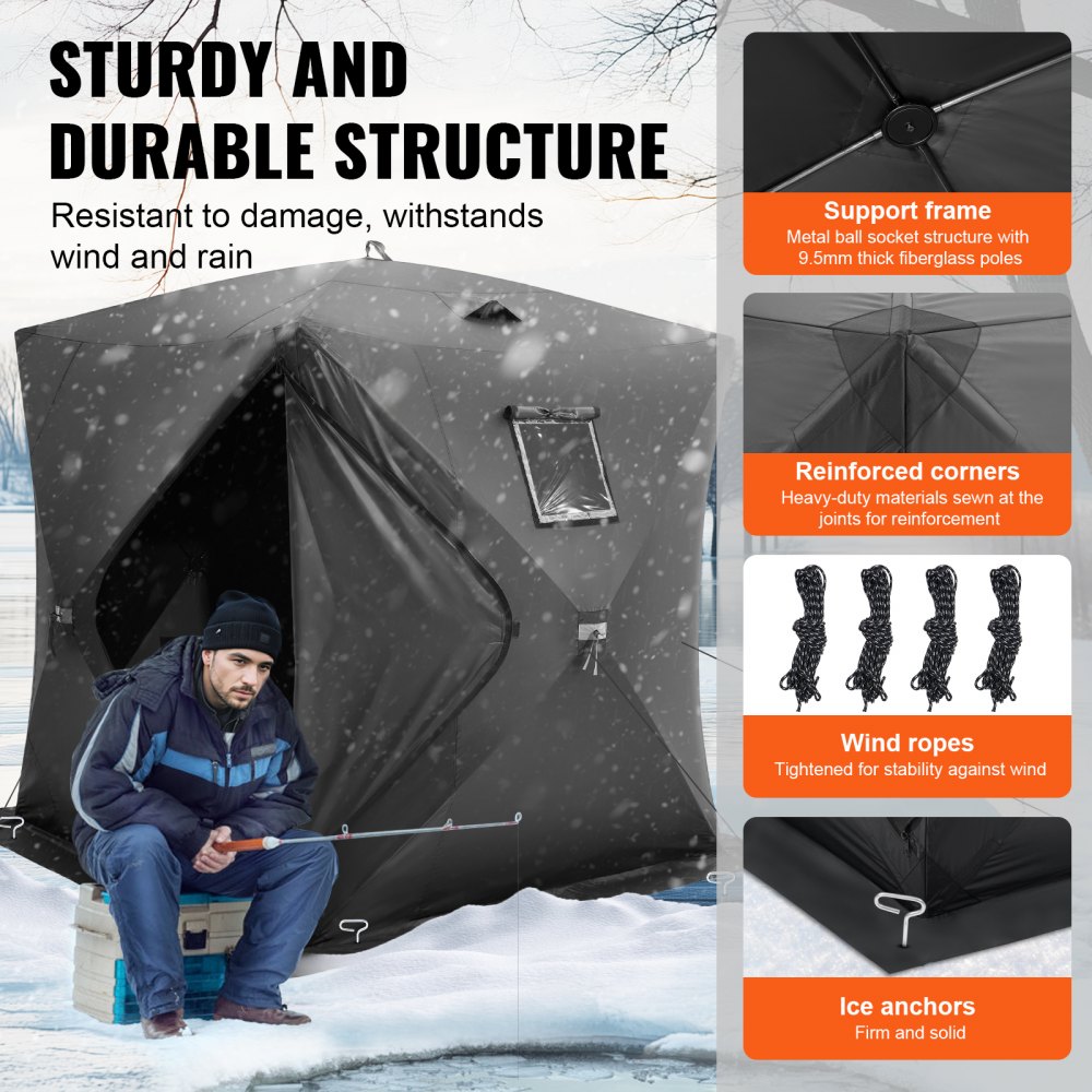 DT033 - Spacious 3-4 Person Portable Ice Fishing Shelter with Windows
