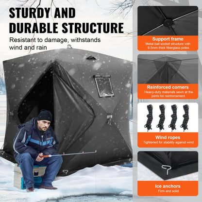 DT033 - Spacious 3-4 Person Portable Ice Fishing Shelter with Windows