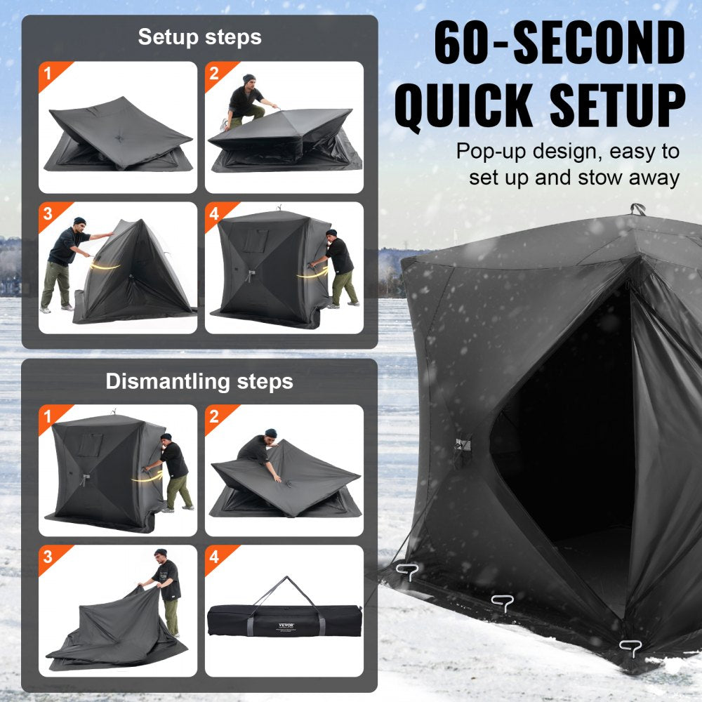 DT033 - Spacious 3-4 Person Portable Ice Fishing Shelter with Windows