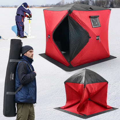 DT036 - Spacious 3-4 Person Portable Ice Fishing Tent with Double Zippers
