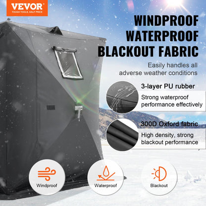 T039 - Spacious 3-4 Person Winter Ice Fishing Tent with Double Doors