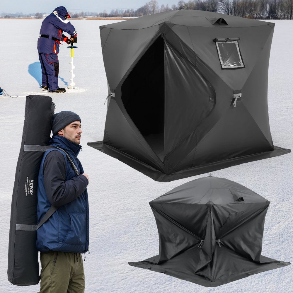 T039 - Spacious 3-4 Person Winter Ice Fishing Tent with Double Doors
