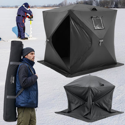 T039 - Spacious 3-4 Person Winter Ice Fishing Tent with Double Doors
