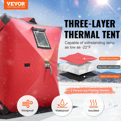 DT035 - Spacious 2-Person Ice Fishing Tent with Windproof Design