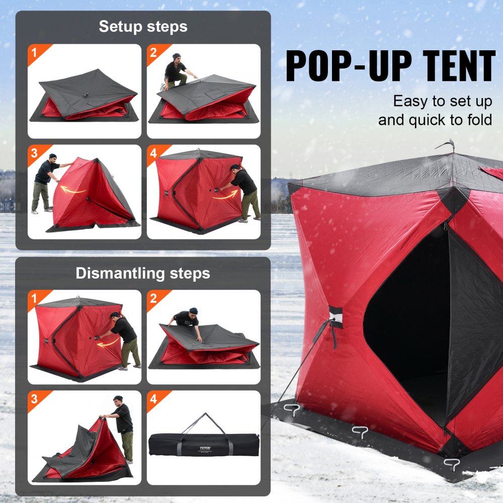 DT035 - Spacious 2-Person Ice Fishing Tent with Windproof Design