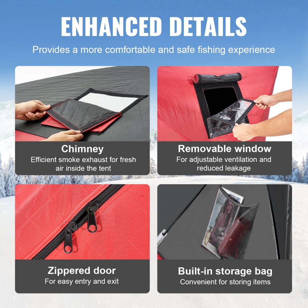 DT035 - Spacious 2-Person Ice Fishing Tent with Windproof Design