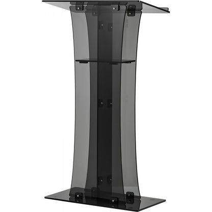 H47 - 47" Clear Acrylic Podium with Slanted Surface and Shelf