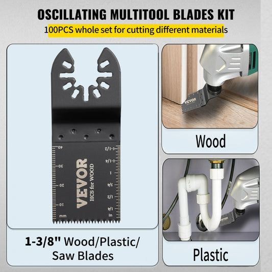 1004K - 100-Piece HCS Oscillating Blades, 1-3/8" for Wood & Plastic