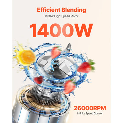 HS-208-1 - 1.8L 1400W High-Speed Blender for Smoothies and Slushies