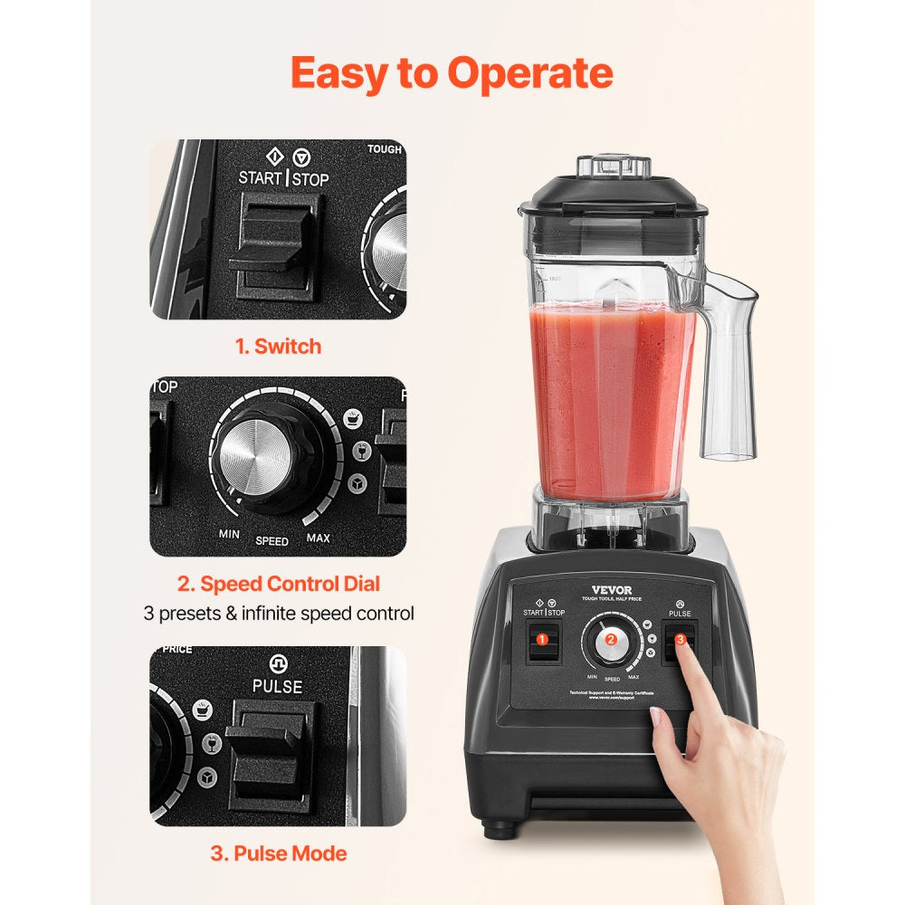 HS-208-1 - 1.8L 1400W High-Speed Blender for Smoothies and Slushies