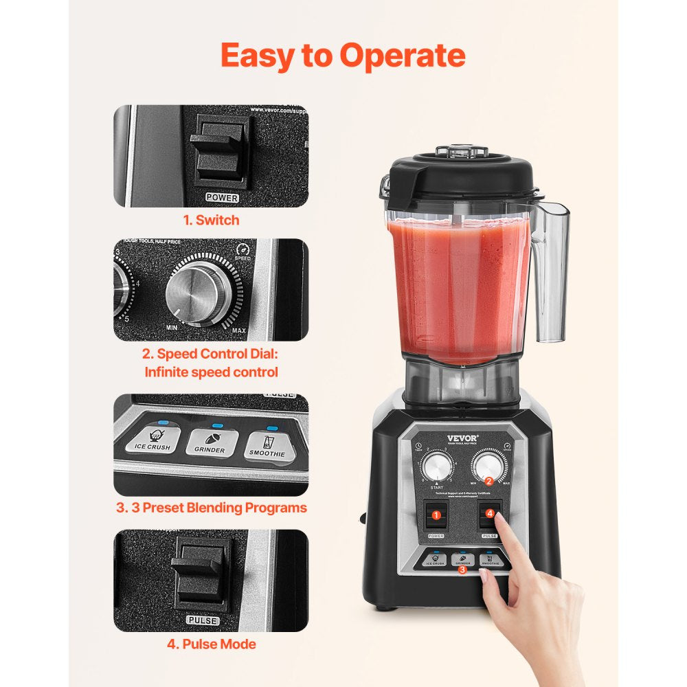 HS-210D-US - 68 oz High-Speed Blender with 1400W Motor for Smoothies