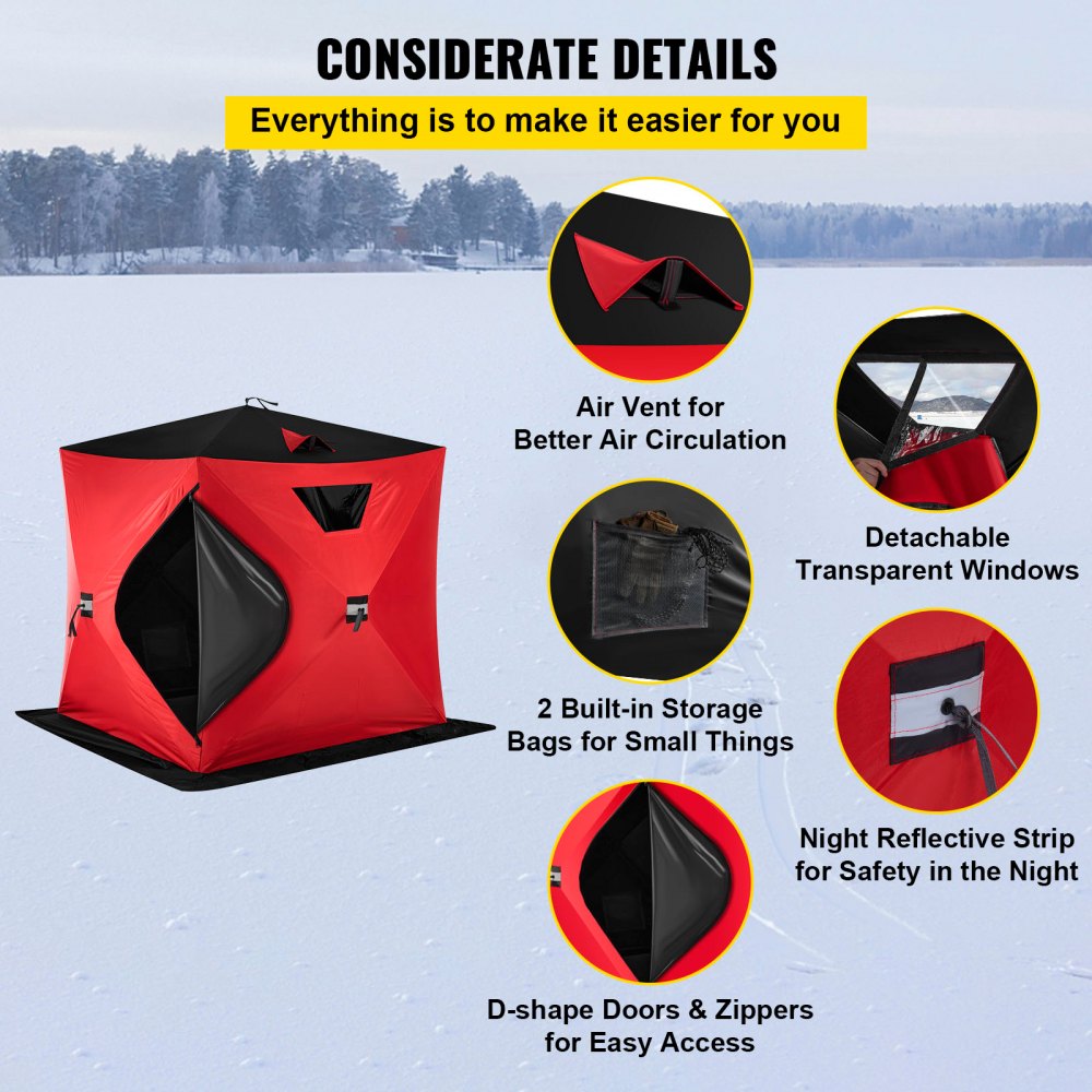 010117265065 - 73"x73" Portable Ice Fishing Shelter for 2 People