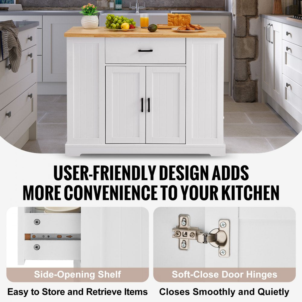 SR231332 - VEVOR 3-Drawer Kitchen Island Cart with Solid Rubberwood Top