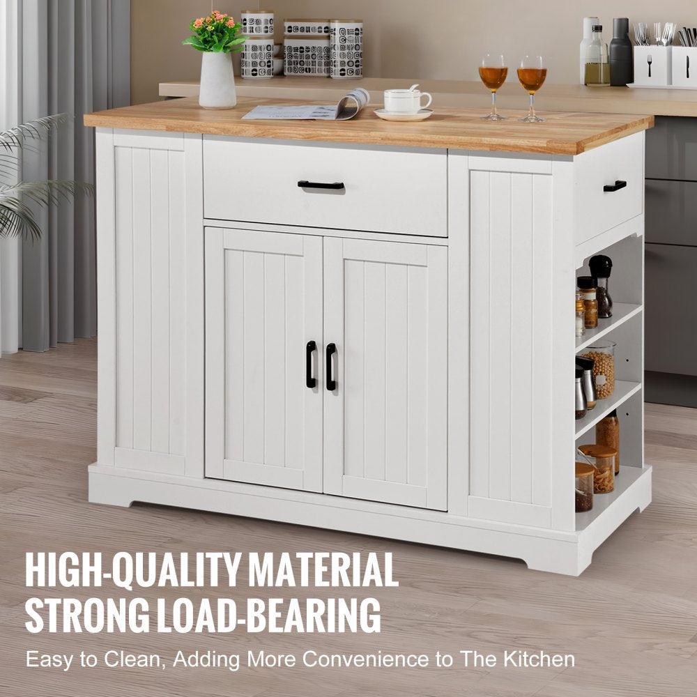 SR231332 - VEVOR 3-Drawer Kitchen Island Cart with Solid Rubberwood Top