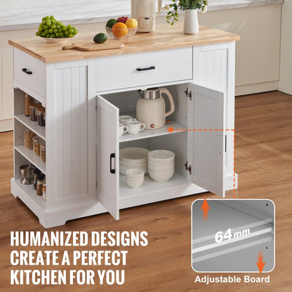 SR231332 - VEVOR 3-Drawer Kitchen Island Cart with Solid Rubberwood Top