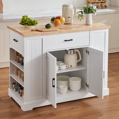 SR231332 - VEVOR 3-Drawer Kitchen Island Cart with Solid Rubberwood Top