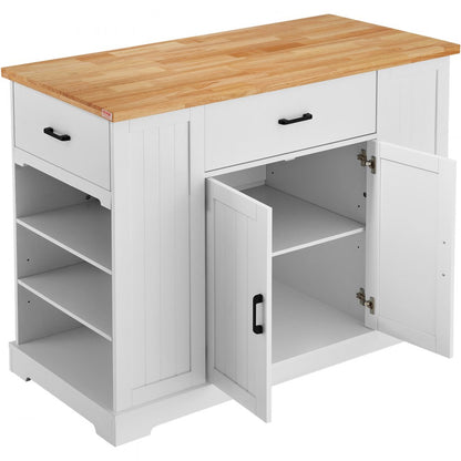 SR231332 - VEVOR 3-Drawer Kitchen Island Cart with Solid Rubberwood Top