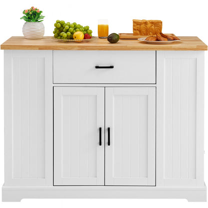 SR231332 - VEVOR 3-Drawer Kitchen Island Cart with Solid Rubberwood Top