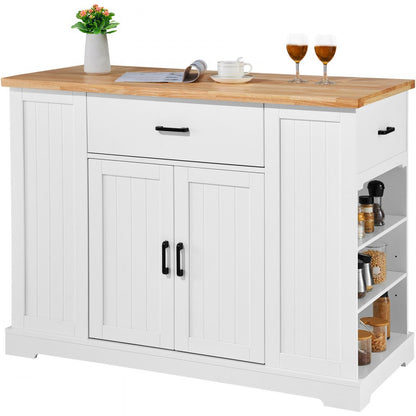 SR231332 - VEVOR 3-Drawer Kitchen Island Cart with Solid Rubberwood Top
