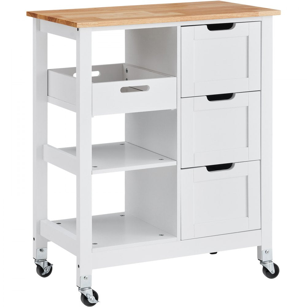 SR241001 - Versatile Kitchen Island Cart with 3 Drawers & Rolling Wheels