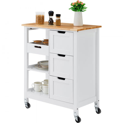 SR241001 - Versatile Kitchen Island Cart with 3 Drawers & Rolling Wheels
