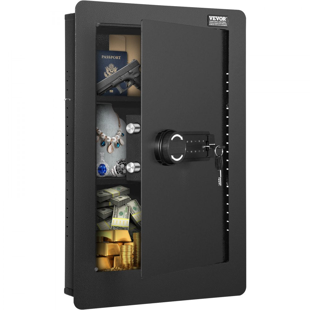 SS-650QR - VEVOR 25.59" Wall Safe with Keypad and Adjustable Shelves