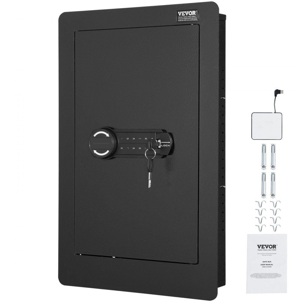 SS-650QR - VEVOR 25.59" Wall Safe with Keypad and Adjustable Shelves