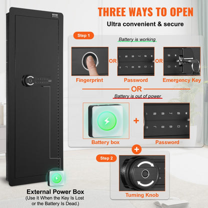 SS-1090QR - Secure 42.91" Wall Safe with Keypad & Fingerprint Access