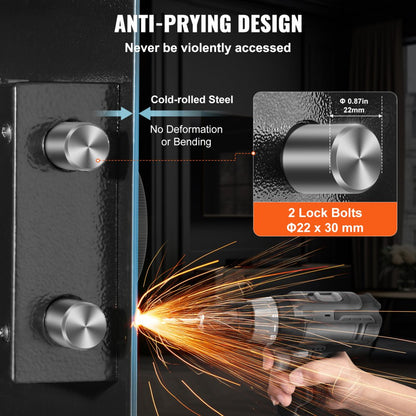 SS-1090QR - Secure 42.91" Wall Safe with Keypad & Fingerprint Access